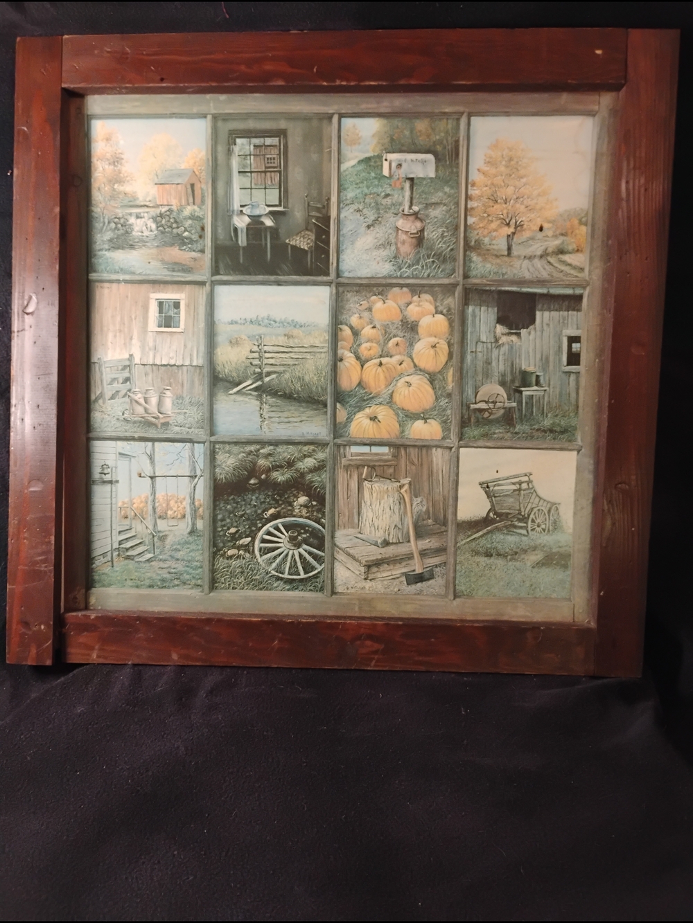 Homco Home Interiors Fall Vintage Window Pane Picture